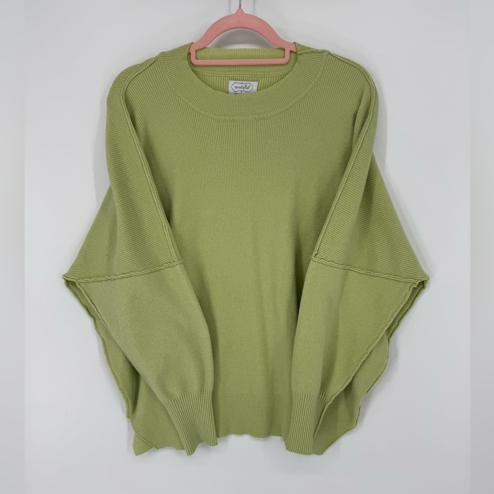 Mud Pie Women's Light Green Crew Sweater One Size- Fits up to 2X Colorful Y2K